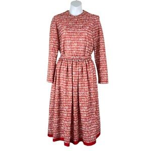 VINTAGE Long Sleeve Midi Dress & Matching Belt Size 12
